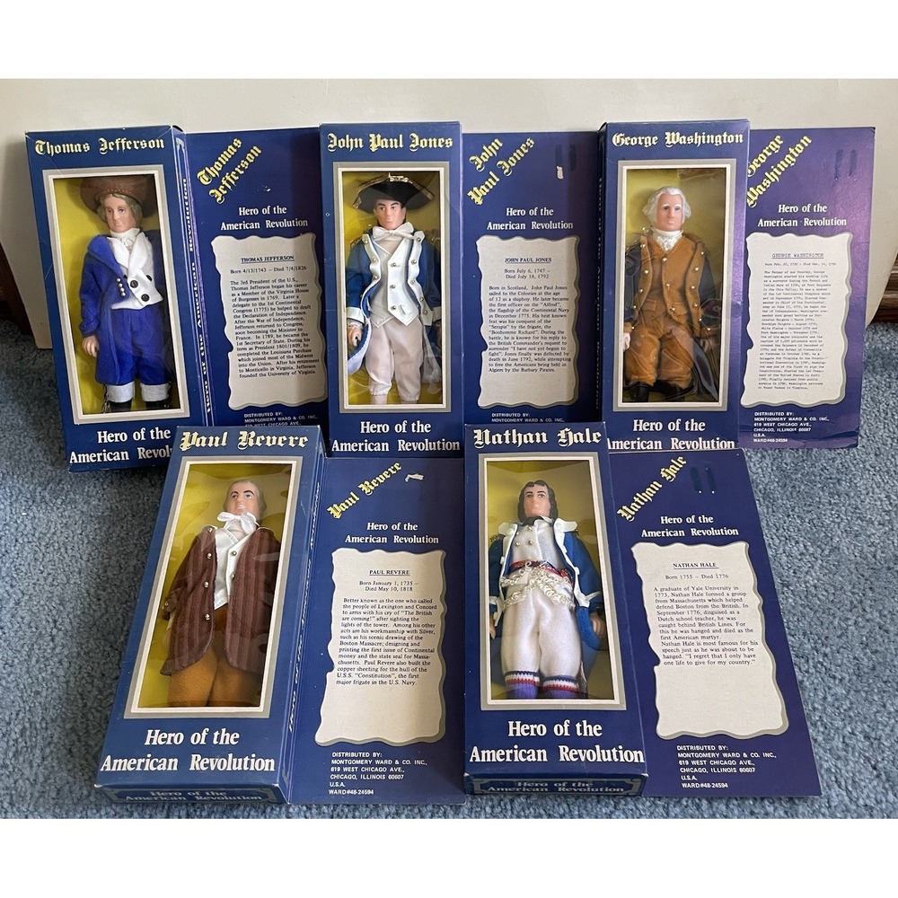Vintage Hero of the American Revolution Doll Lot 5 RT Toy Washington Jefferson